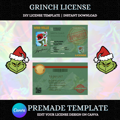 Who Ville Grinch License Template CreativeRino