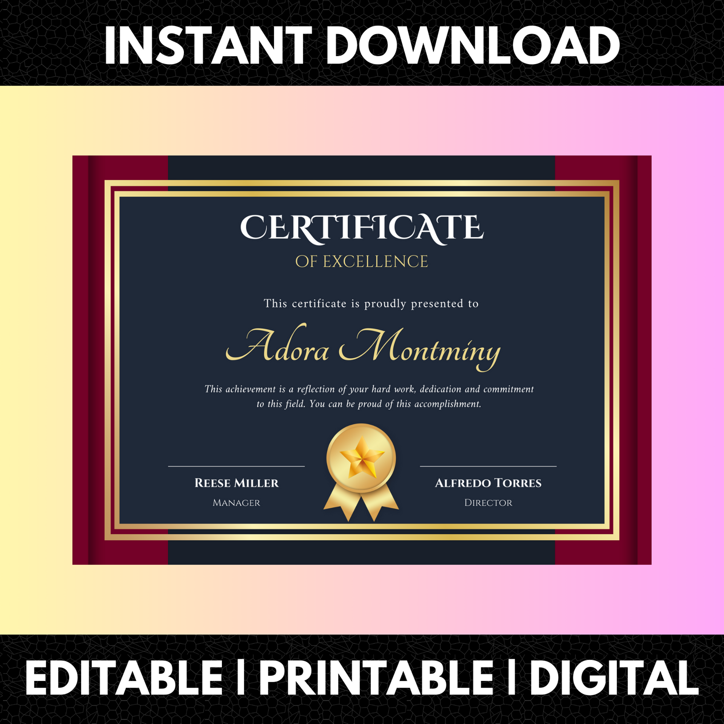 Certificate of Excellence Template | Excellence Certificate