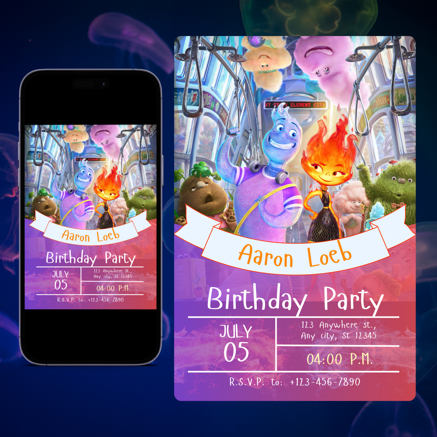 Elemental Birthday Party Invitation Template