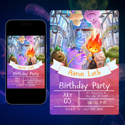 Elemental Birthday Party Invitation Template CreativeRino