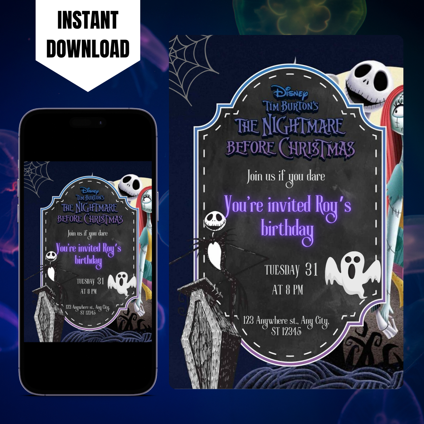 The Nightmare Before Christmas Birthday Invitation Template