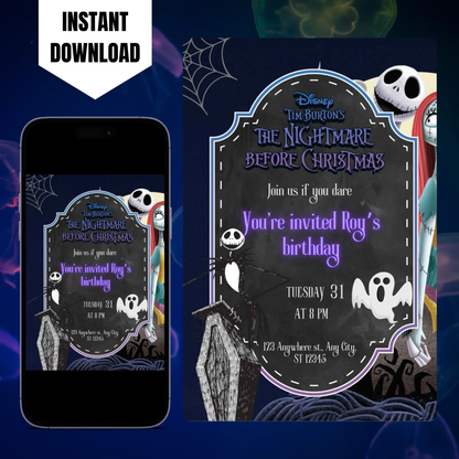 The Nightmare Before Christmas Birthday Invitation Template CreativeRino