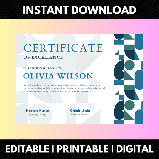 Certificate of Excellence Template | Excellence Certificate