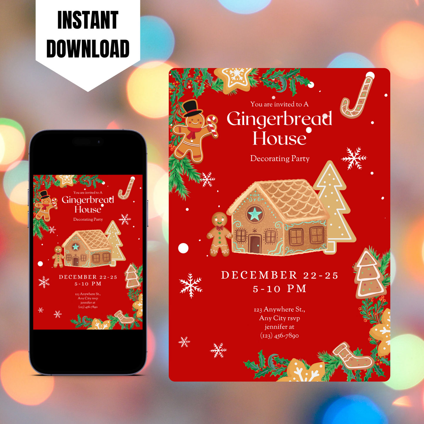 Gingerbread House Christmas Invitation Template