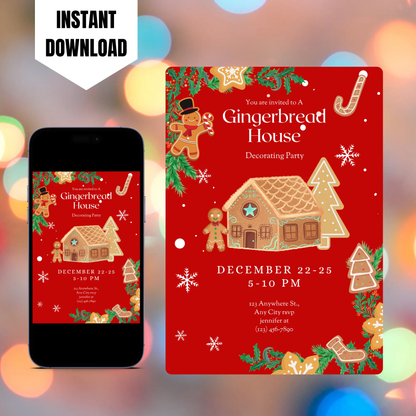 Gingerbread House Christmas Invitation Template CreativeRino