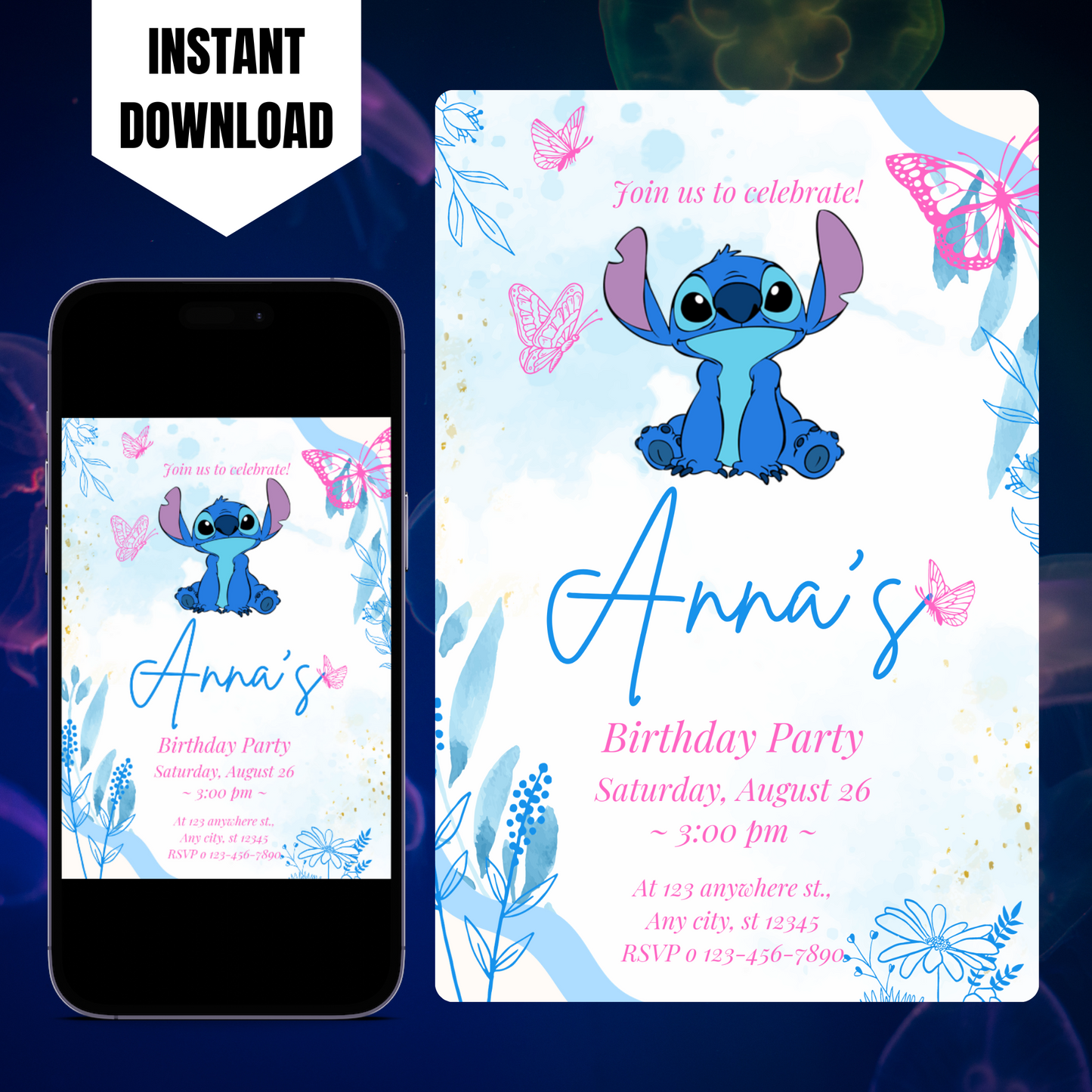 Stitch Birthday Invitation Template