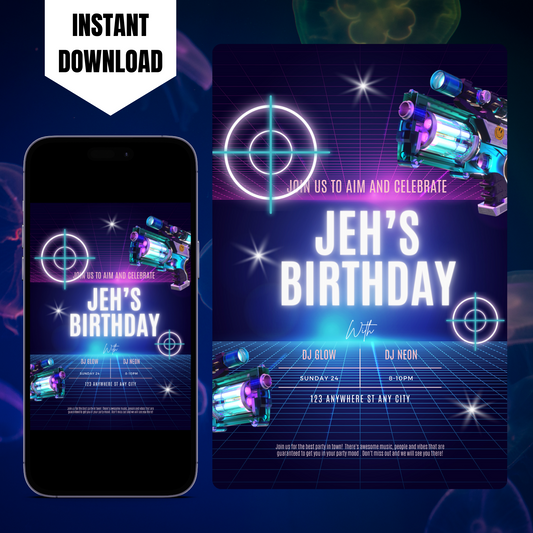 Laser Gun Birthday Invitation Template