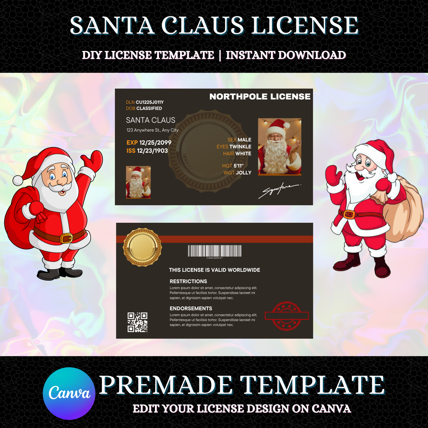 Santa Claus Drivers License Template