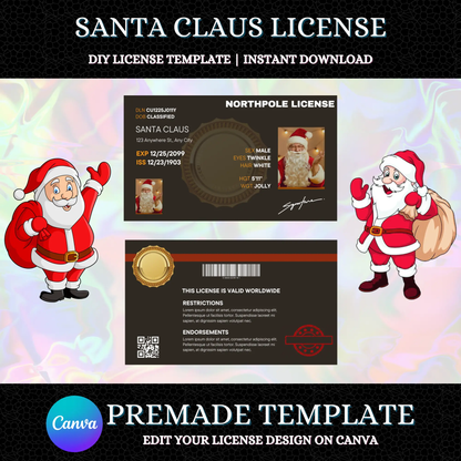 Santa Claus Drivers License Template CreativeRino