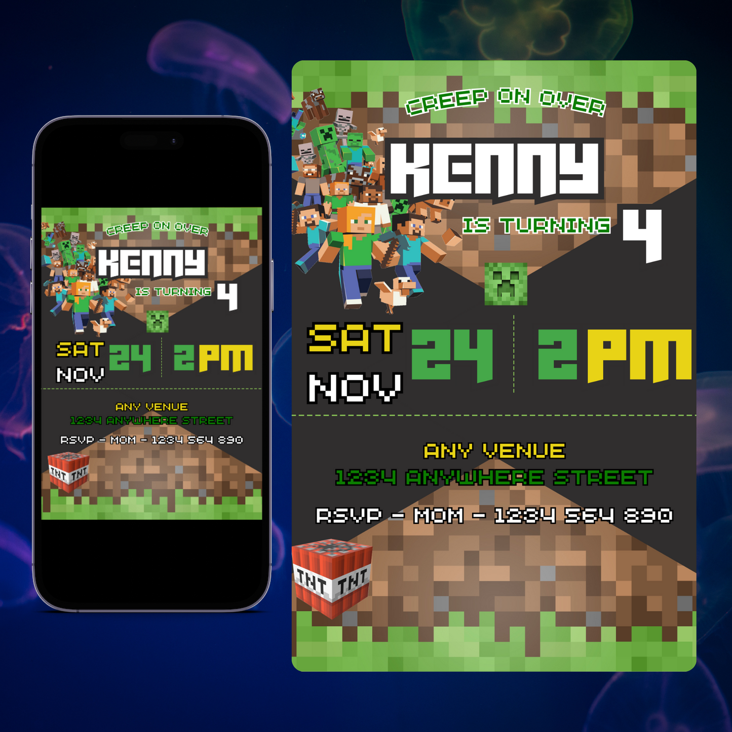 Minecraft Birthday Invitation Template