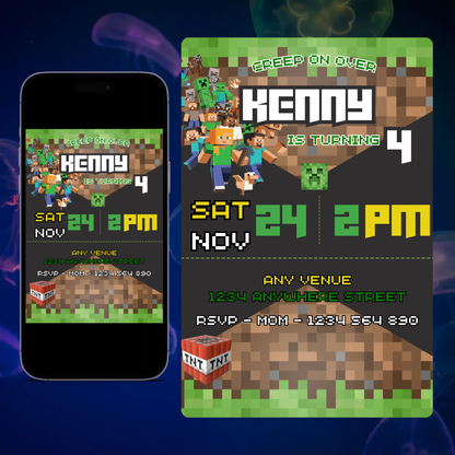 Minecraft Birthday Invitation Template CreativeRino