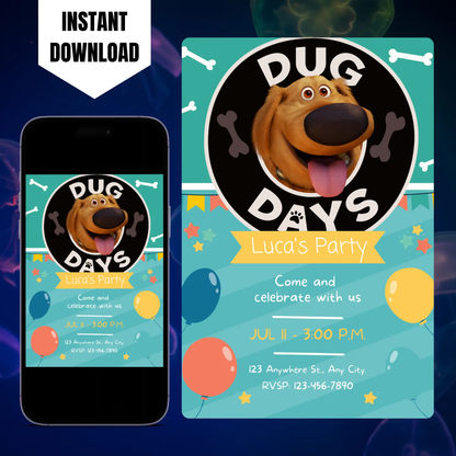 Dug Days Birthday Invitation Template CreativeRino