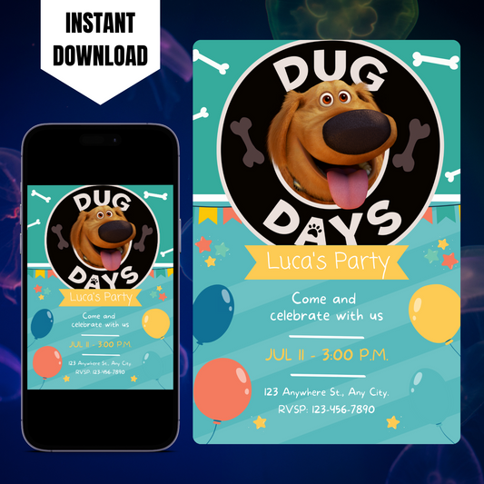 Dug Days Birthday Invitation Template