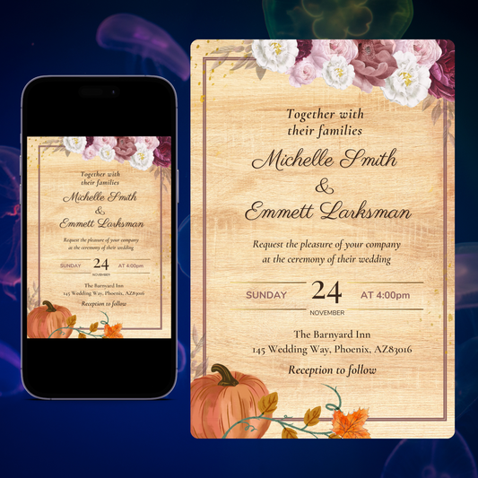 Fall Pumpkin Terracotta Wedding Invitation Template