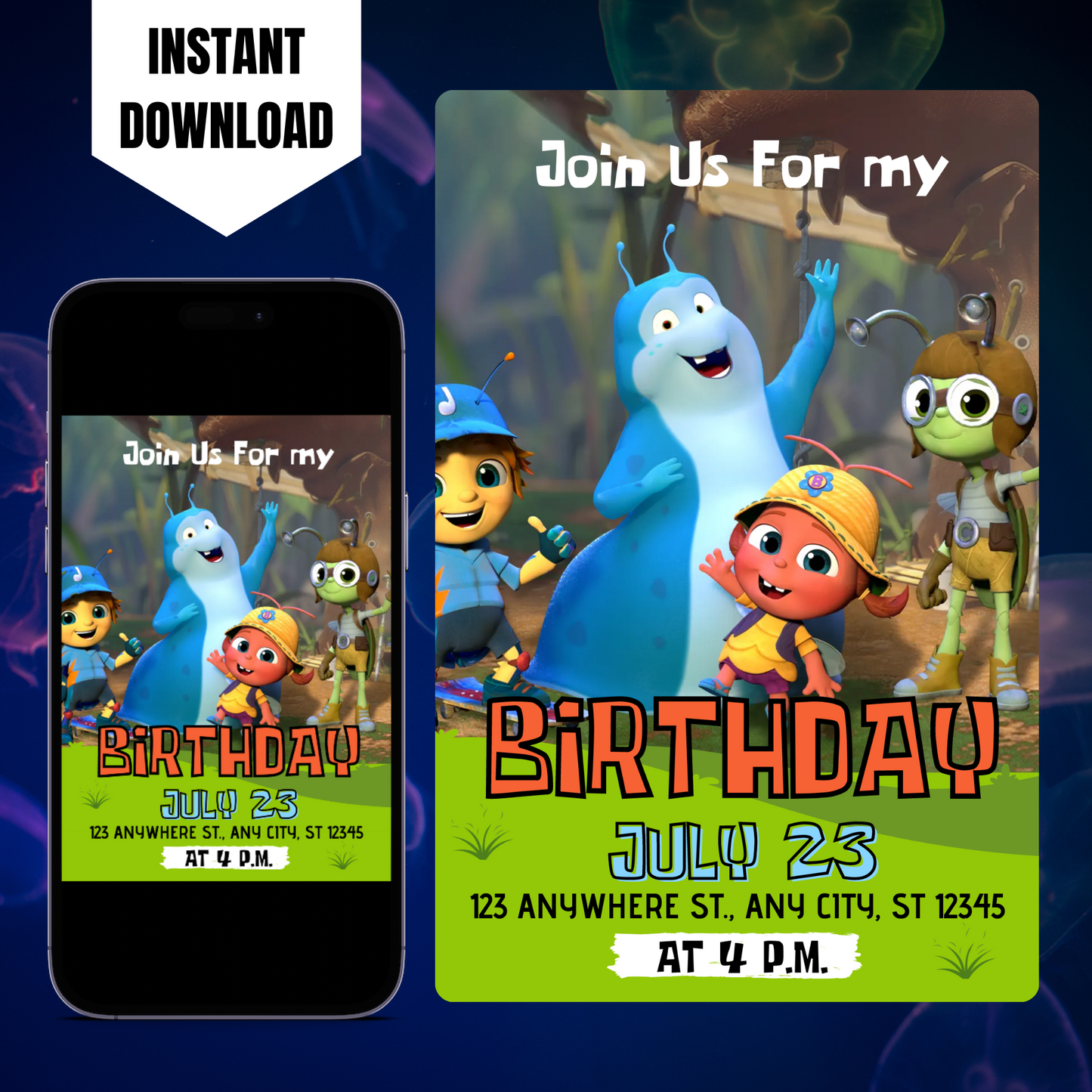 Beat Bugs Birthday Invitation Template