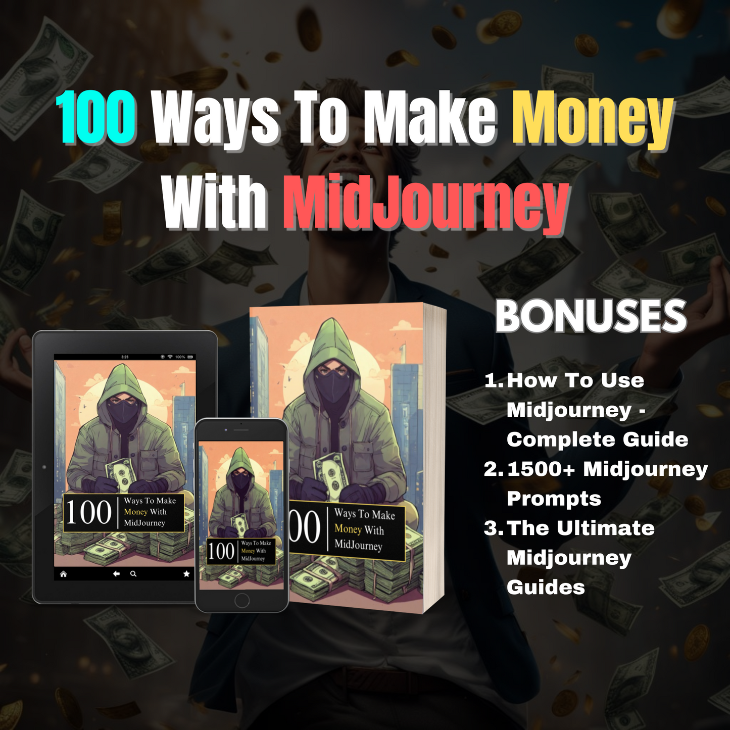 100 Ways To Make Money With MidJourney E-Book | 1500+ Midjourney Prompts