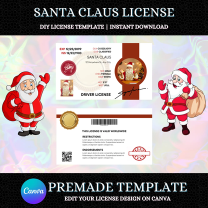 Santa Claus Drivers License Template CreativeRino