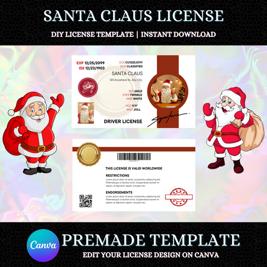 Santa Claus Drivers License Template