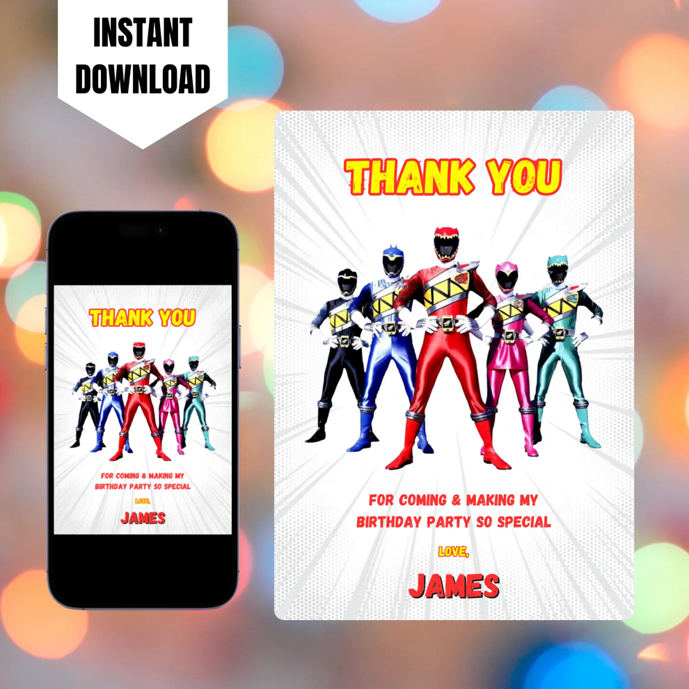 Power Rangers Thank You Card Template โ CreativeRino