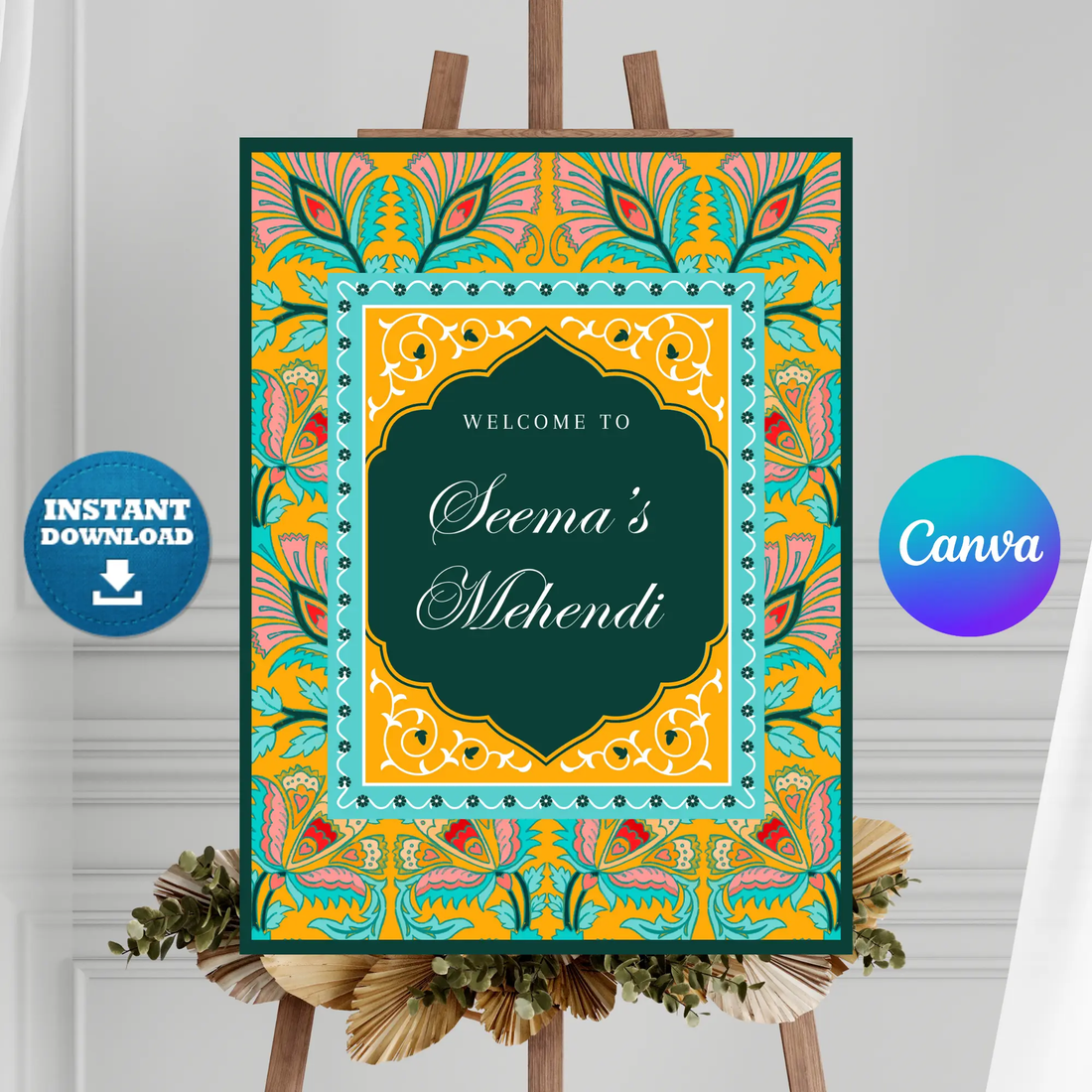 Mehndi Sign Template Indian Wedding Sign CreativeRino