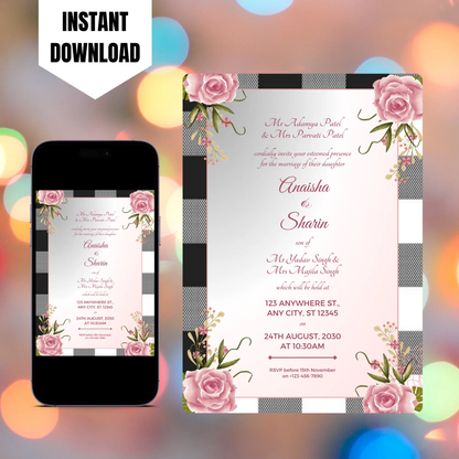 Mackenzie Wedding Invitation Template CreativeRino