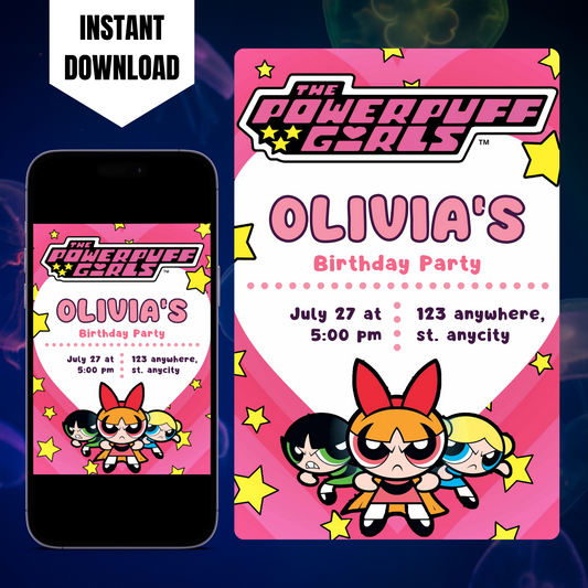 Powerpuff Girls Birthday Invitation Template