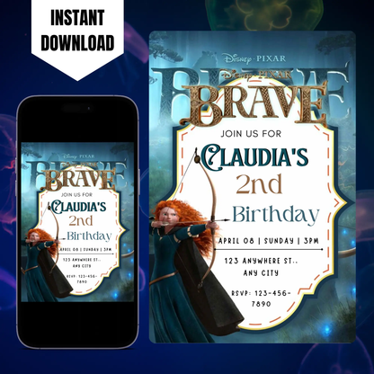 Brave Birthday Invitation Template CreativeRino
