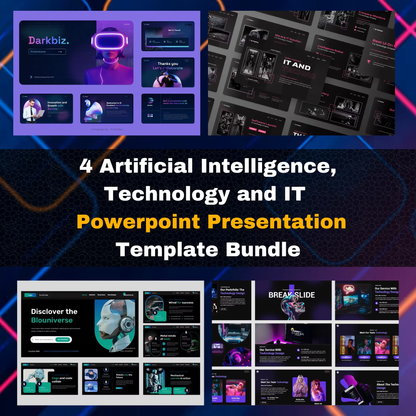 4 Modern Artificial Intelligence Powerpoint Presentation Template Bundle | Technology & IT Business Presentation Templates CreativeRino