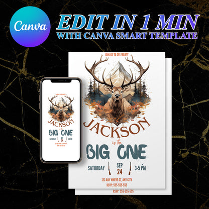 The Big One Hunting Birthday Invitation Template - CreativeRino
