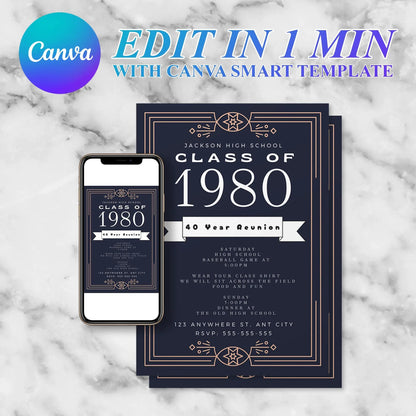 School Reunion Flyer Template | High School Class Reunion Invitation CreativeRino