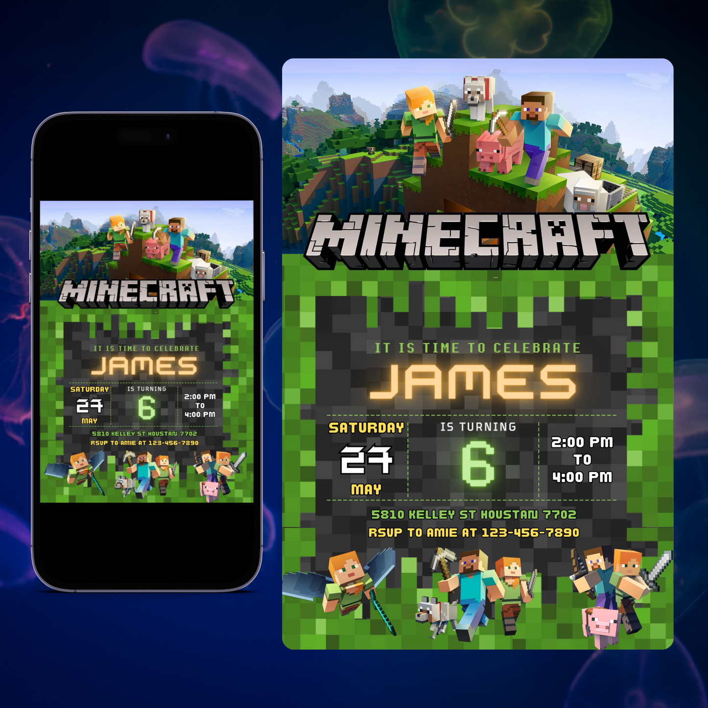 Minecraft Birthday Invitation Template