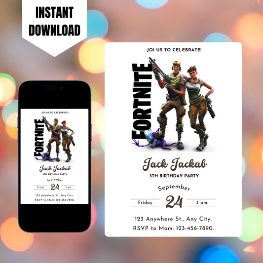 Fortnite Gaming Birthday Invitation Template