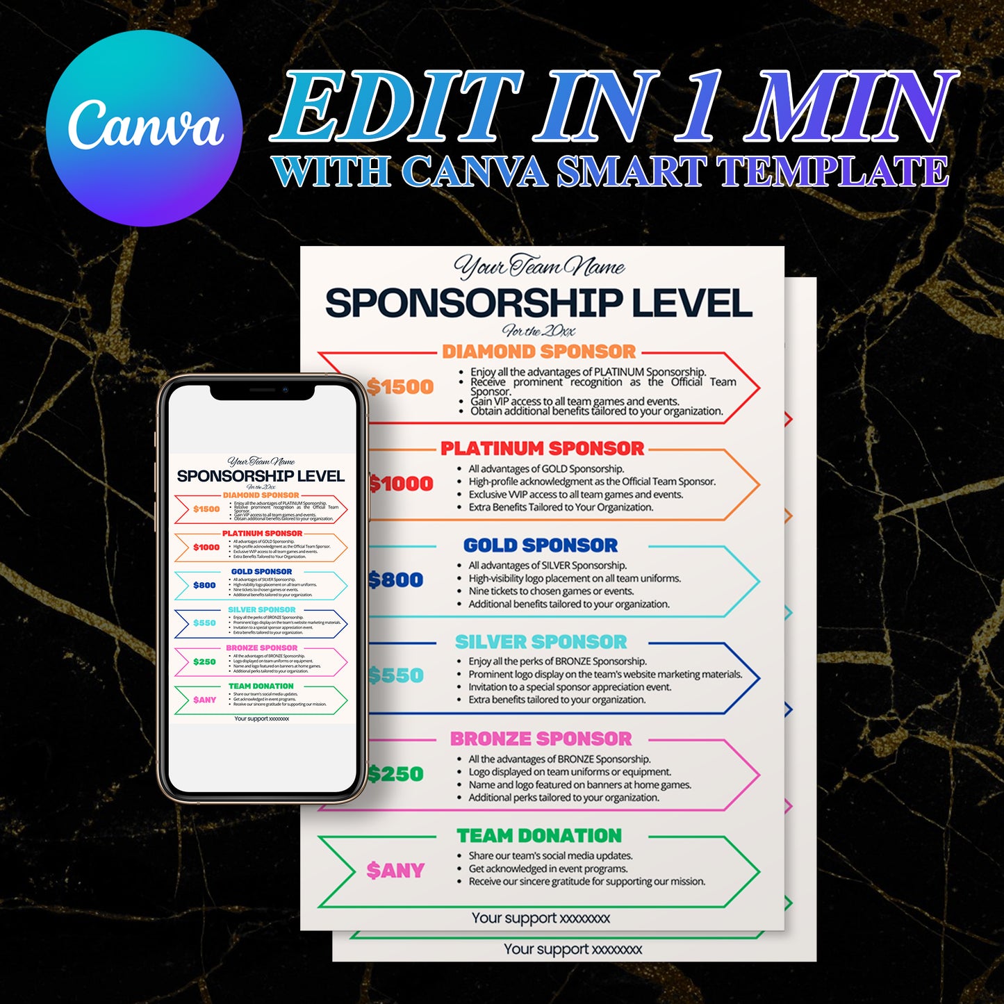 Sponsorship Level Flyer | Club Sponsorship Level Template