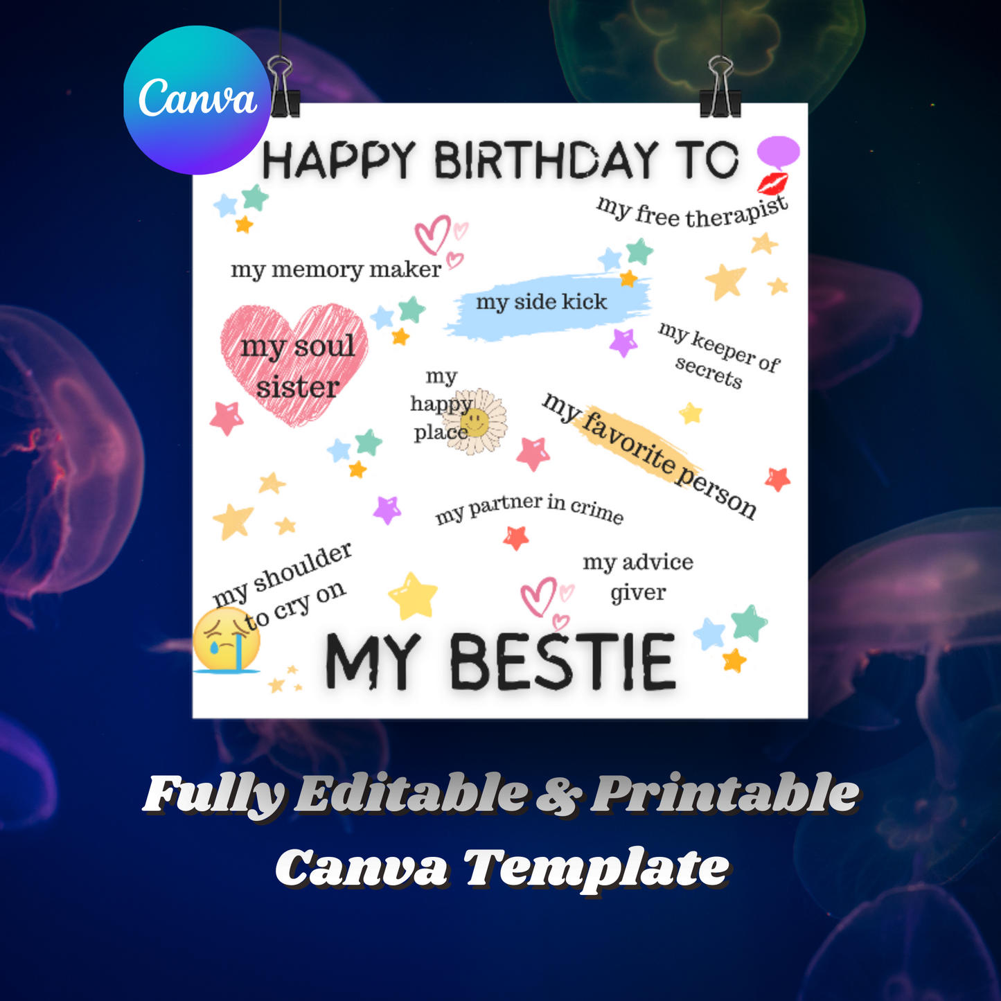 My Bestie Birthday Card Template