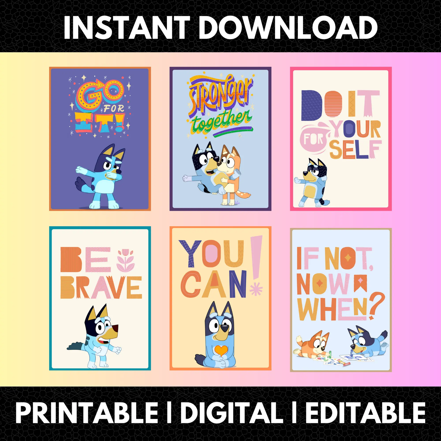 Bluey and Bingo Calming Techniques Flashcards Template