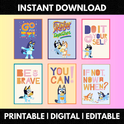 Bluey and Bingo Calming Techniques Flashcards Template CreativeRino