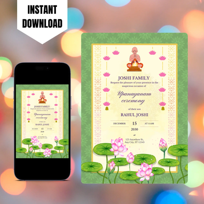 Upanayanam Ceremony Invitation Template | Thread Ceremony Invite CreativeRino