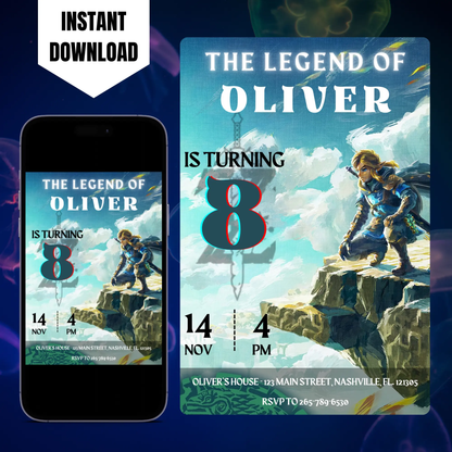 Zelda Birthday Invitation Template | The Legend of Zelda Invite CreativeRino