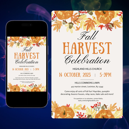 Fall Harvest Celebration Invitation Template CreativeRino