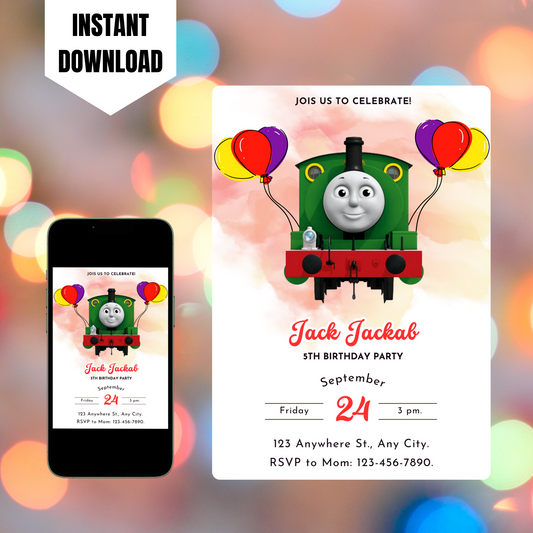 Percy the Train Birthday Invitation Template