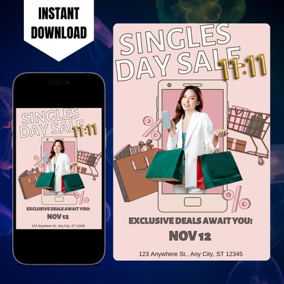 Singles Day Sale Invitation Flyer Template CreativeRino