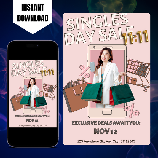 Singles Day Sale Invitation Flyer Template