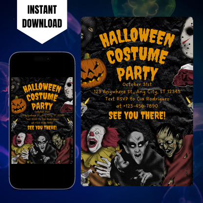 Horror Halloween Costume Party Invitation Template CreativeRino