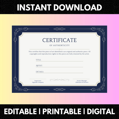 Certificate of Authenticity Template | Authenticity Certificate CreativeRino