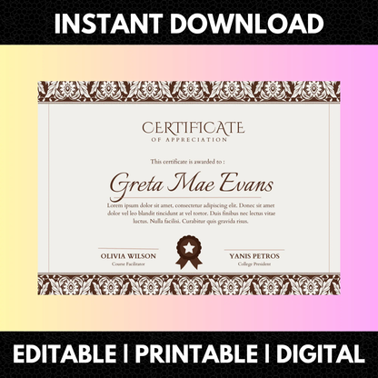Certificate of Appreciation Template | Appreciation Certificate CreativeRino