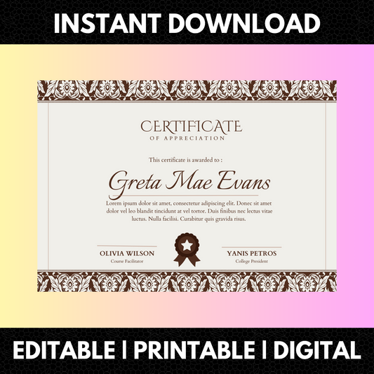 Certificate of Appreciation Template | Appreciation Certificate