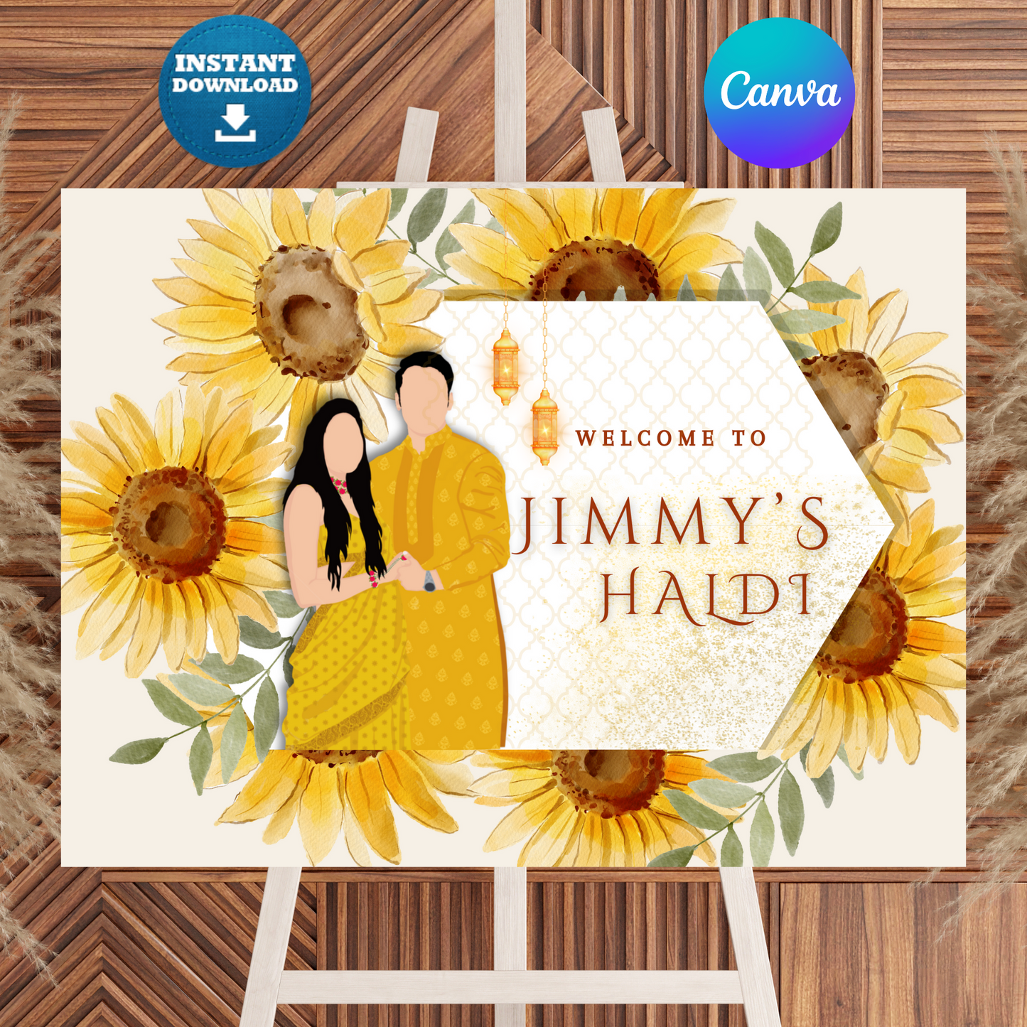 Maiyan Pithi Haldi Sign Template | Indian Wedding Welcome Sign