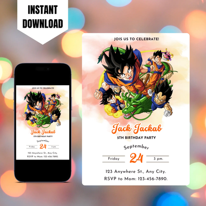 Dragon Ball Birthday Invitation Template CreativeRino