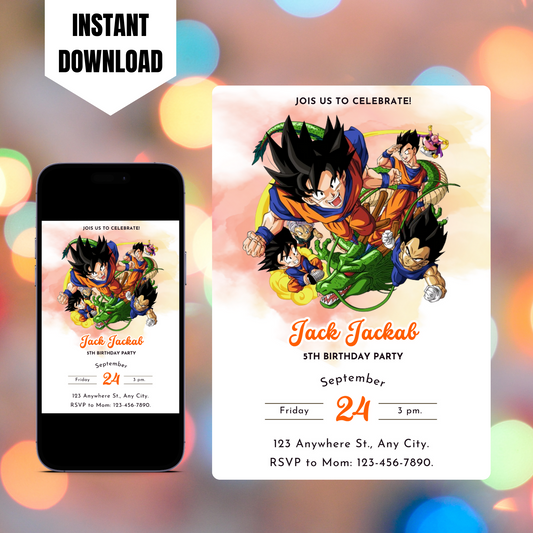 Dragon Ball Birthday Invitation Template