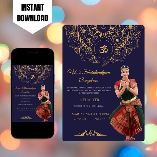 Arangetram Invitation Template | Indian Classical Dance Invite